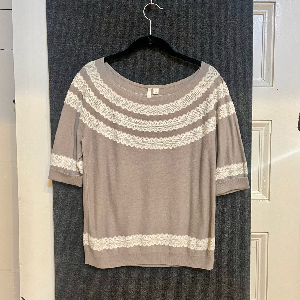Frenchi (Nordstrom Brand) Boat Neck Lace detailed Shirt - Small Fit